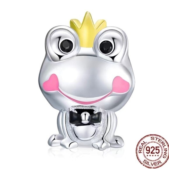 S925 Sterling Silver Gentle Frog Charm - Picture 2 of 6